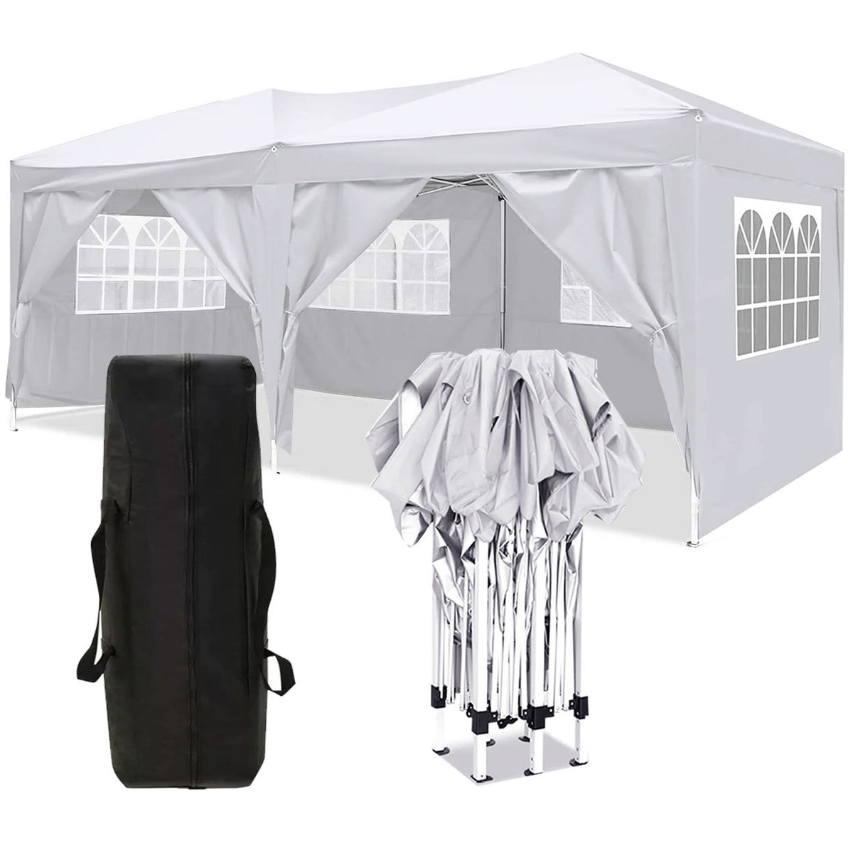 10'x20' Pop Up Canopy Tent with Removable Sidewalls and Carry Bag - White, Pink, Beige, Blue
