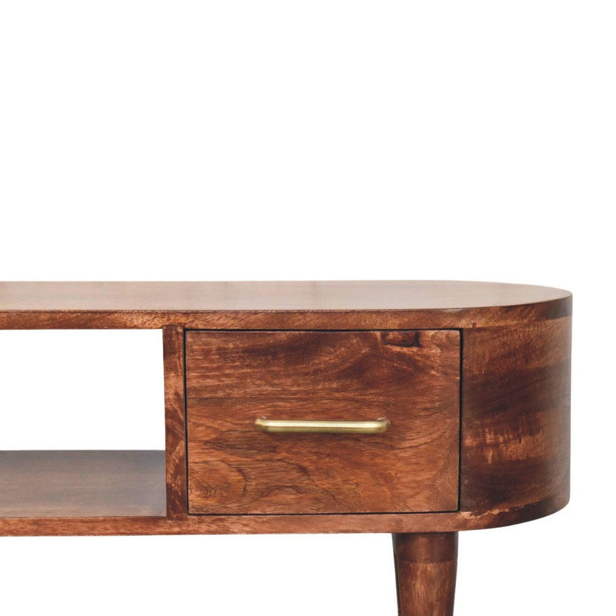 Solid Wood Two-Drawer Media Unit with Open Slot - Natural Finish