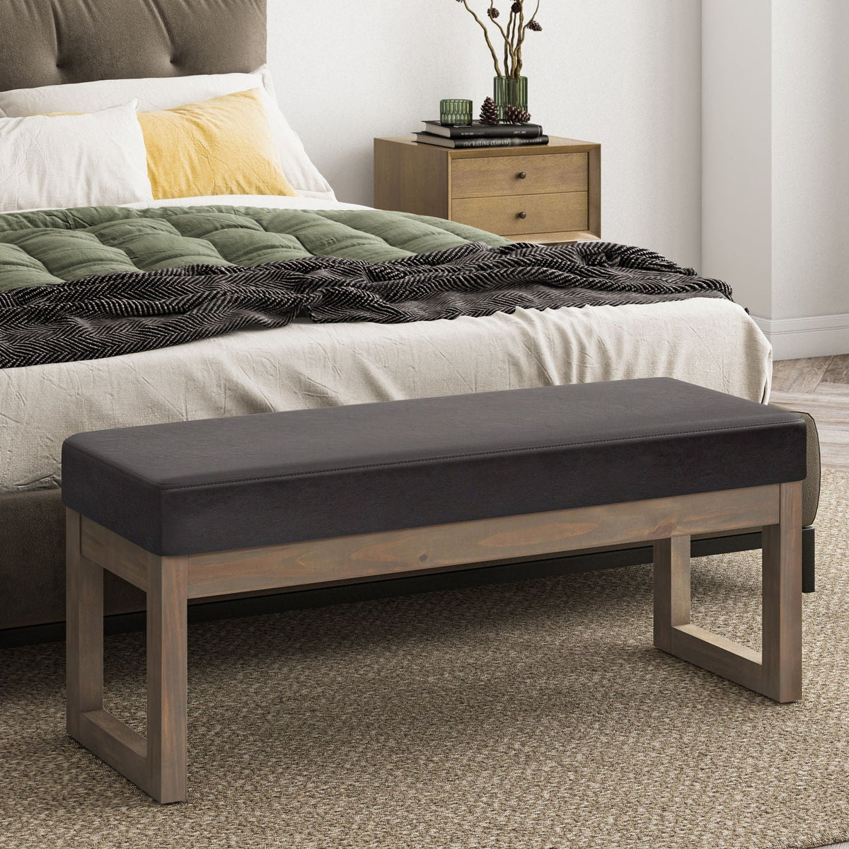 Milltown Upholstered Ottoman Bench with Versatile Design - Multiple Colors