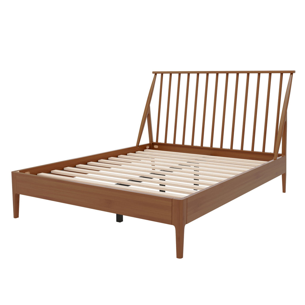 Bohemian Platform Bed with Tall Headboard - Dark Brown or Black