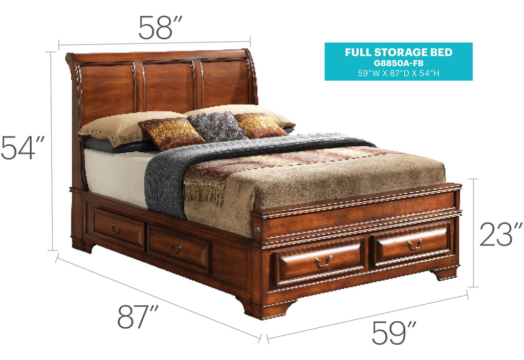 Dovetailed Drawers Storage Bed with Dovetailed Storage Drawers - Light Brown