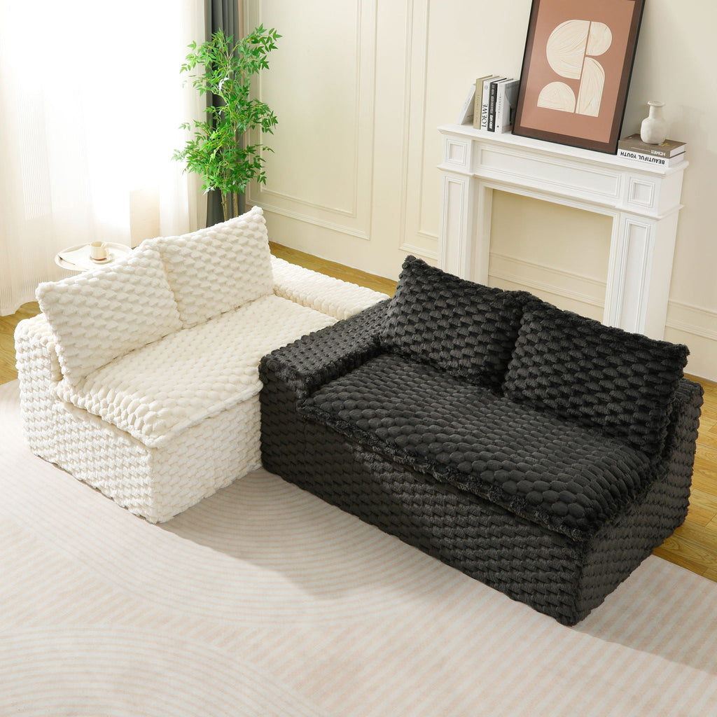 Luxury Multifunctional Sofa for Living Room with Adjustable Layout - Black, Dark Green, White, Pink
