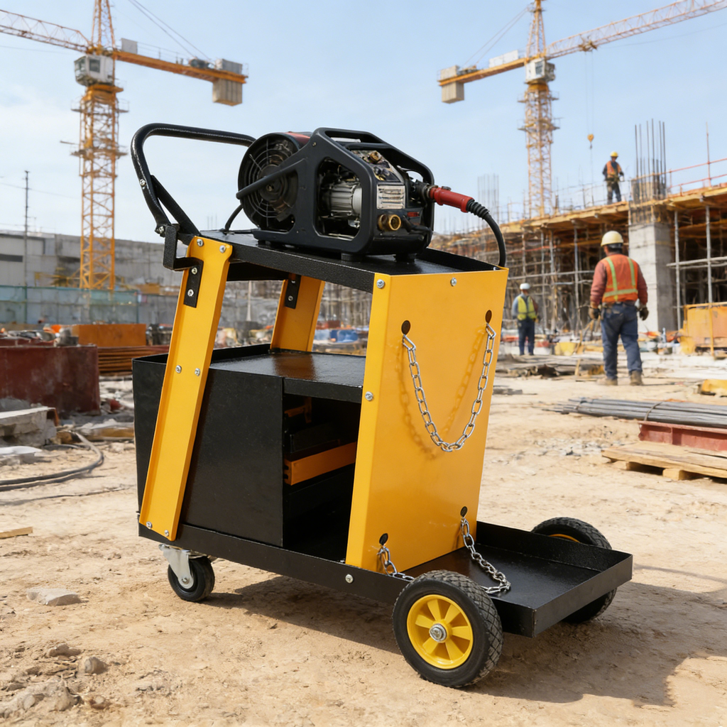 Multi-Function Welder Trolley with 4 Drawers and Safety Chains - Iron