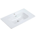 Glossy White Ceramic Integrated Bathroom Sink with Sleek Design - Gloss White