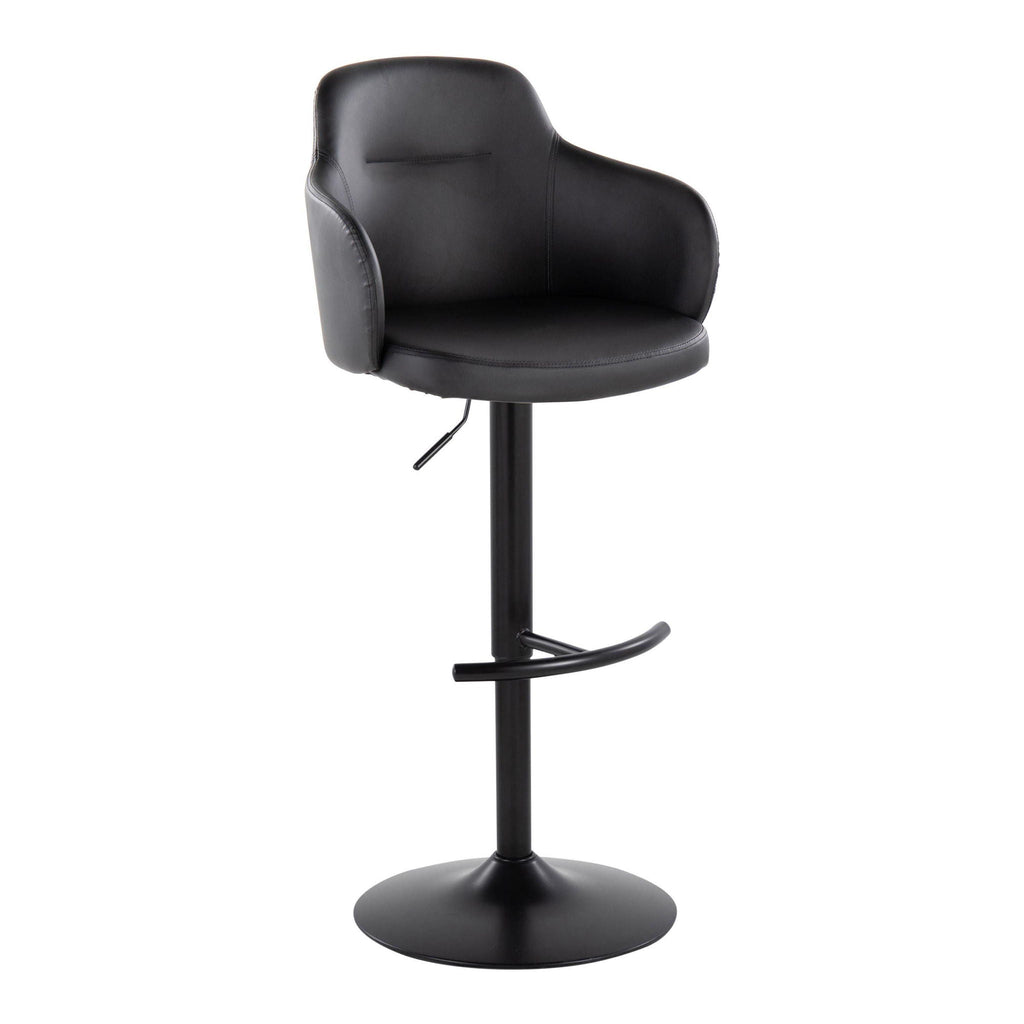 Contemporary Adjustable Barstool Set with Swivel - Rounded T Footrest - Dark Gray or Black