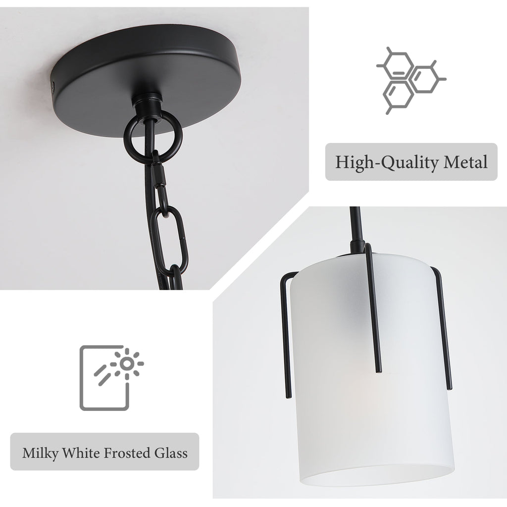 Modern Adjustable Cylindrical Pendant Light, Milky