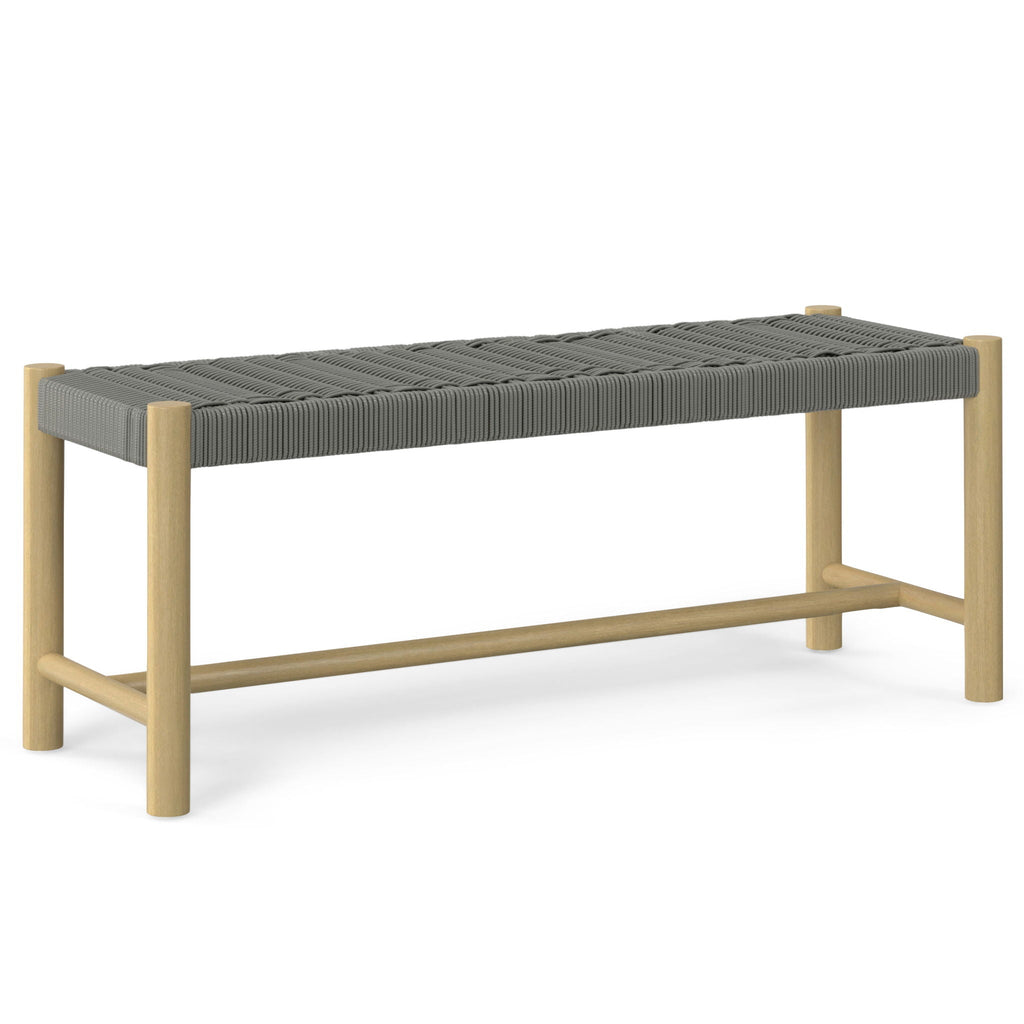 Contemporary Accent Bench with Solid Acacia Frame and Rope Seat - Gray or Dark Gray