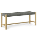 Contemporary Accent Bench with Solid Acacia Frame and Rope Seat - Gray or Dark Gray