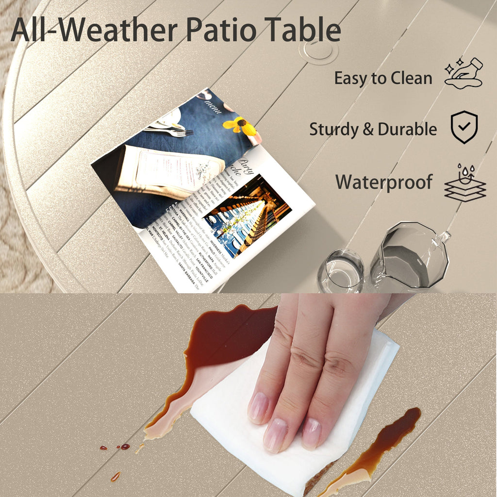 Sandstone 7-Piece Patio Dining Set with Metal Table - Waterproof Seats