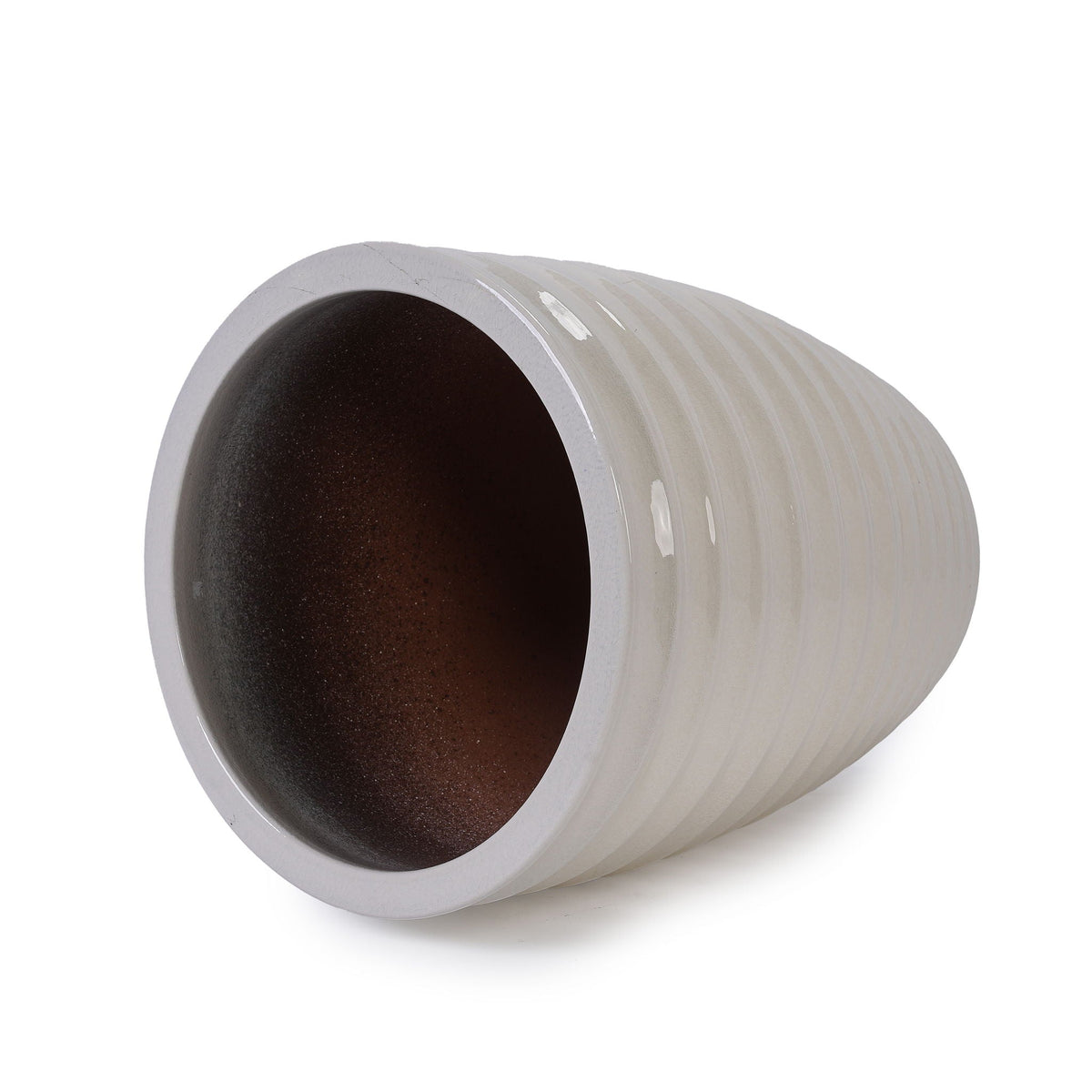 White Flowerpot Planter with Durable Construction - White