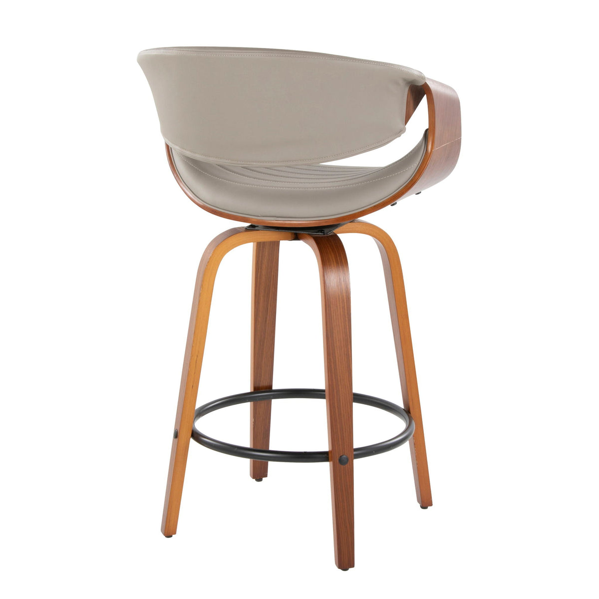 Mid Century Modern Counter Stools with Swivel and Tufted Upholstery - Beige or Pearl Silver