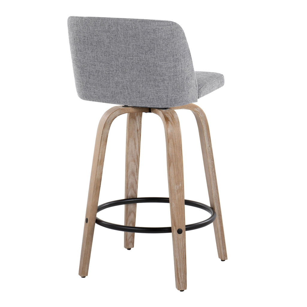 Toriano - Contemporary Fixed-Height Counter Stool & Swivel with Round Footrest (Set of 2)