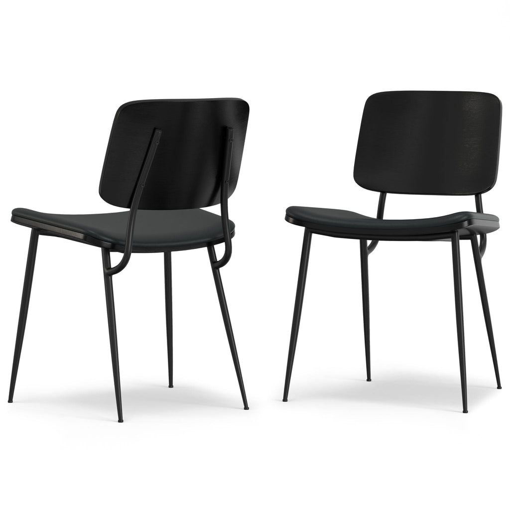 Ergonomic Dining Chair Set of 2 with Molded Plywood Backrest – Black or White