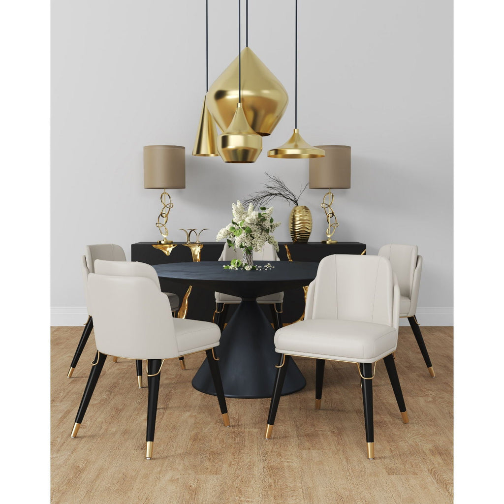 Estelle Dining Chair with Metal Accents – Dark Gray or Beige