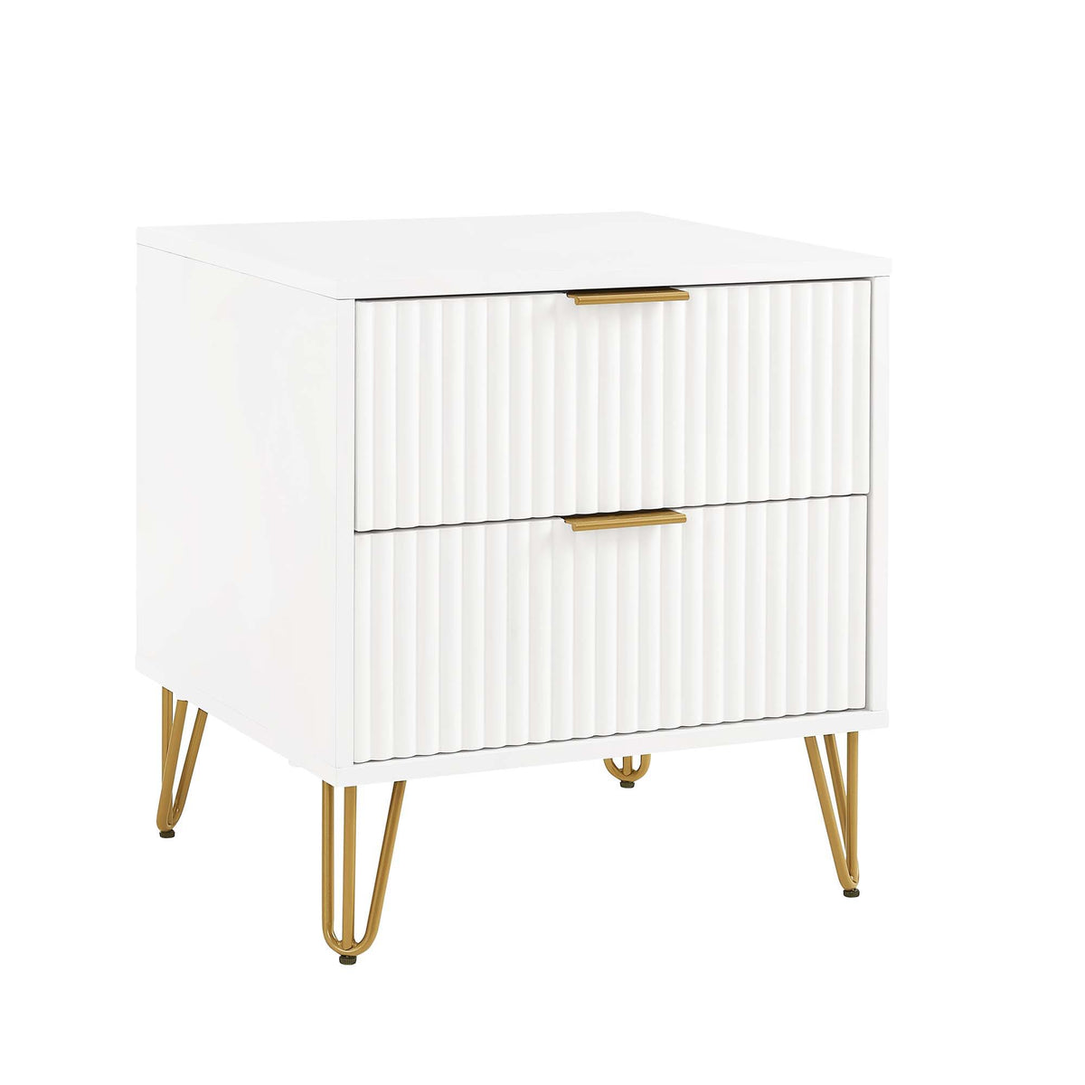 Dumbo Nightstand with 2 Drawers and Fluted Fronts – Multiple Colors