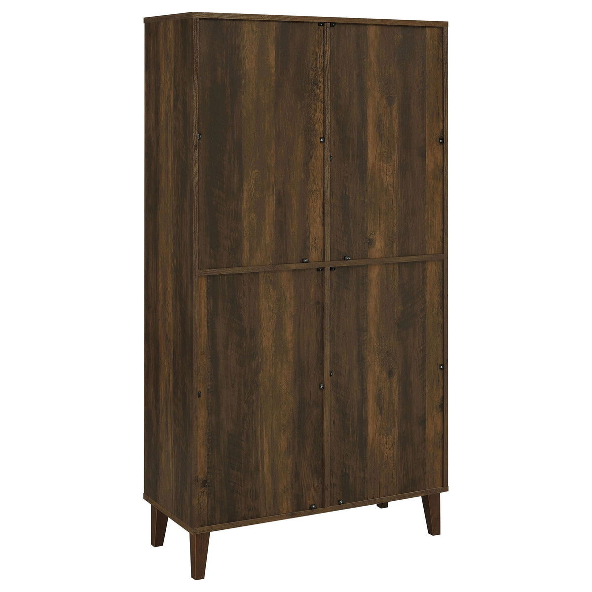 Tall Accent Cabinet with Slatted Doors - 4 Door - Brown