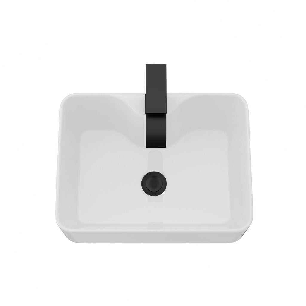 Rectangular Vessel Sink with Faucet & Drain - White/Black