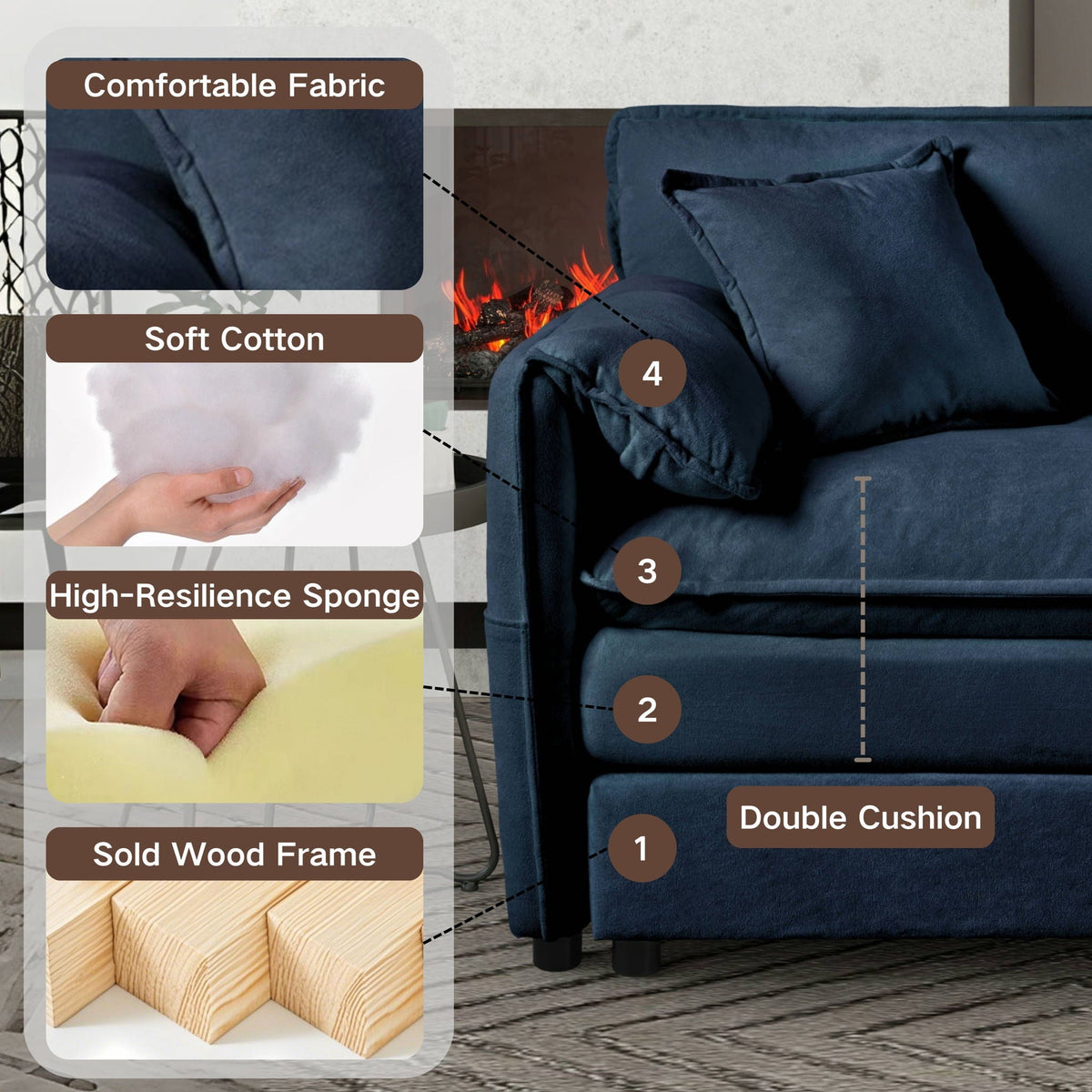 Oversized Chair & Ottoman with Soft Upholstery - Blue or Black