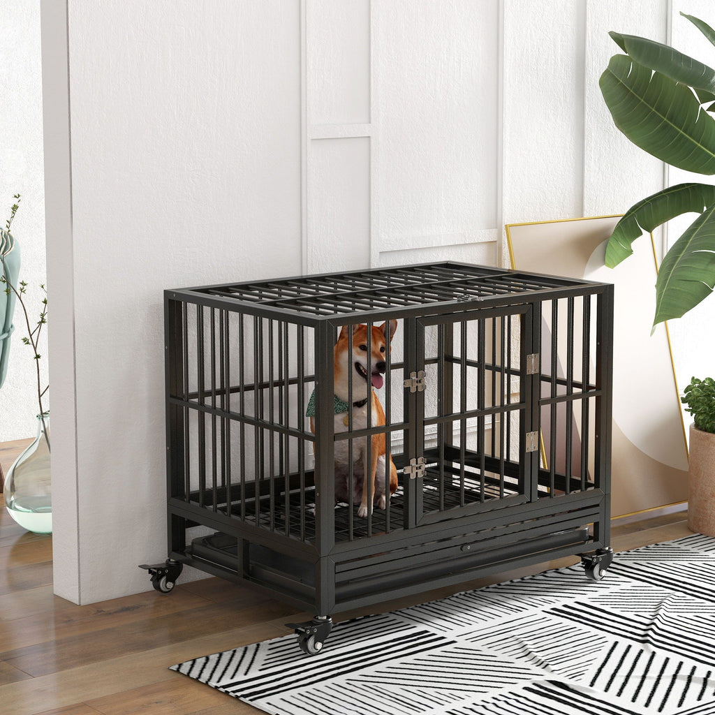 Pawhut 36" Heavy Duty Dog Crate Metal Cage Kennel