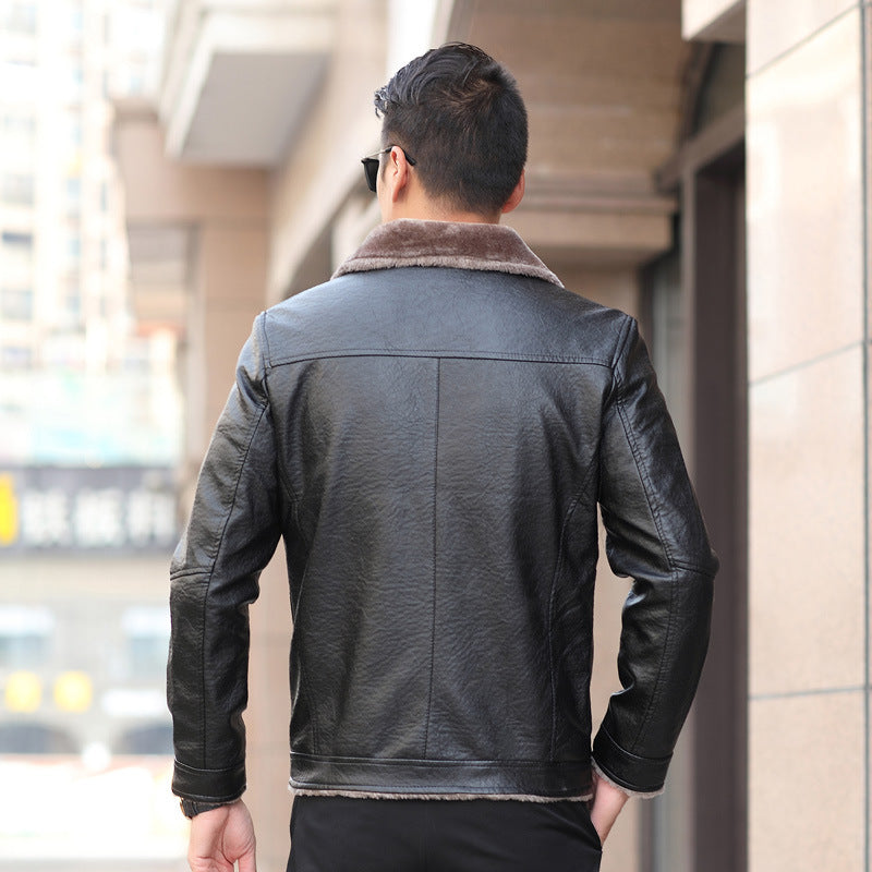 Winter New Plush And Thickened Pu Fur Father's Clothes