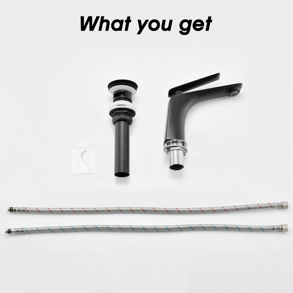 Single Hole Bathroom Sink Faucet with Pop-Up Drain