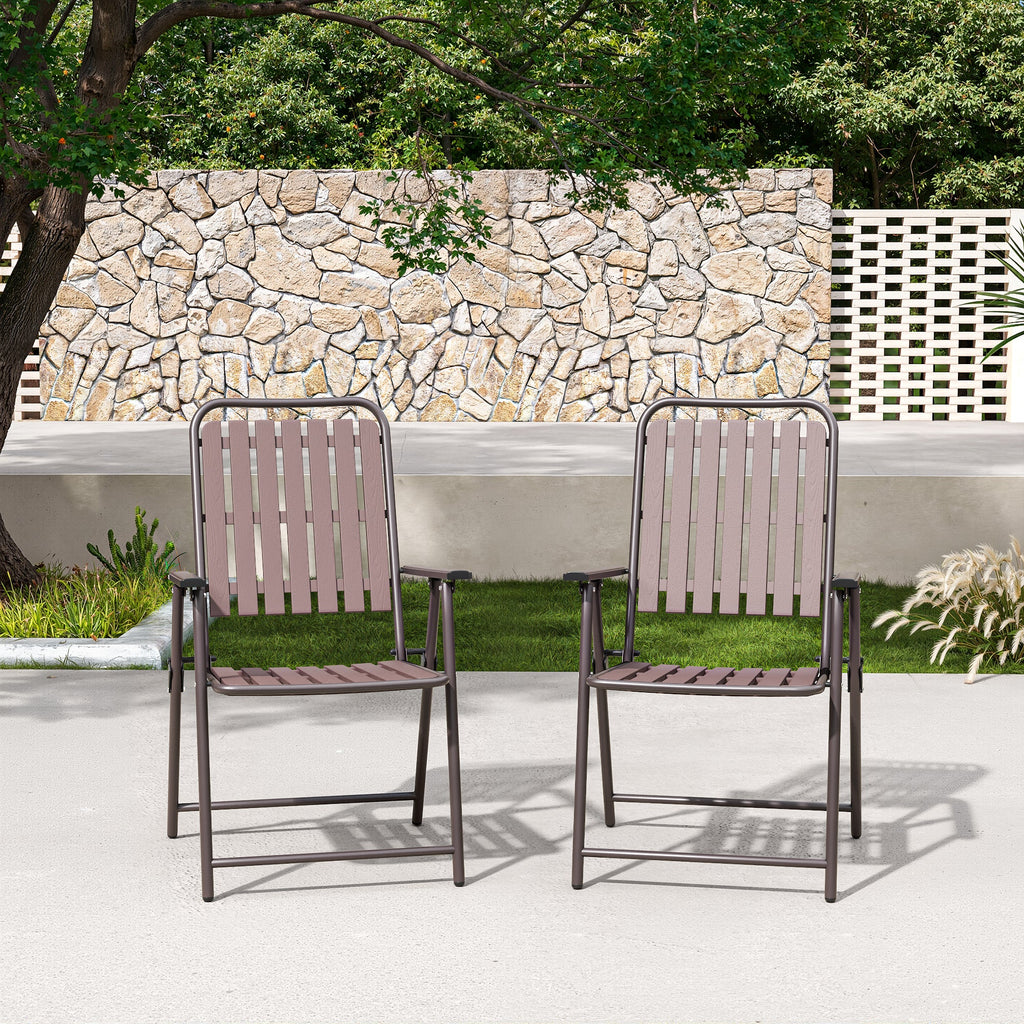 Brown 2-Piece Folding Chair with Rust-Resistant Frame - Brown