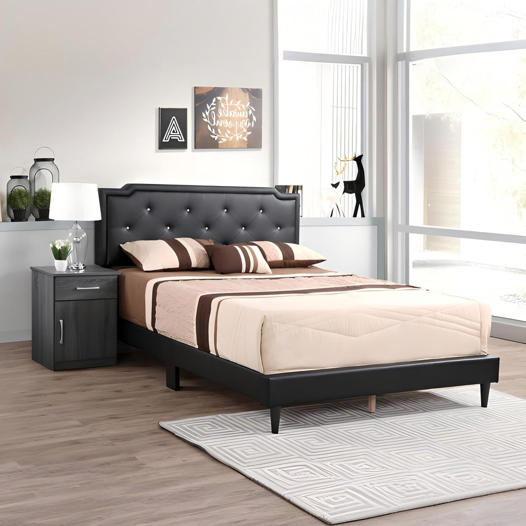 Button Tufted Upholstered Bed with Charming Design - Multiple Colors