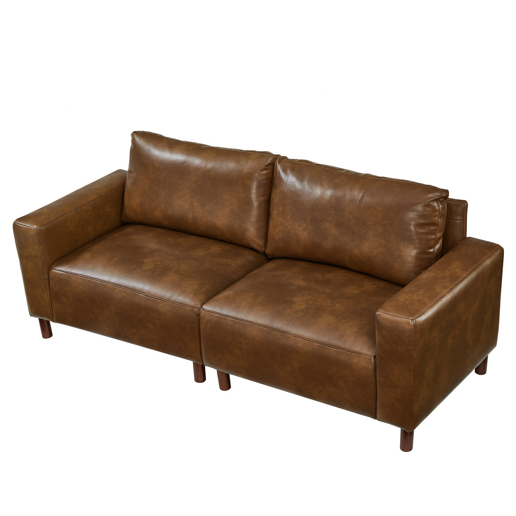 Big Loveseat for Living Room with Breathable PU Leather - Brown
