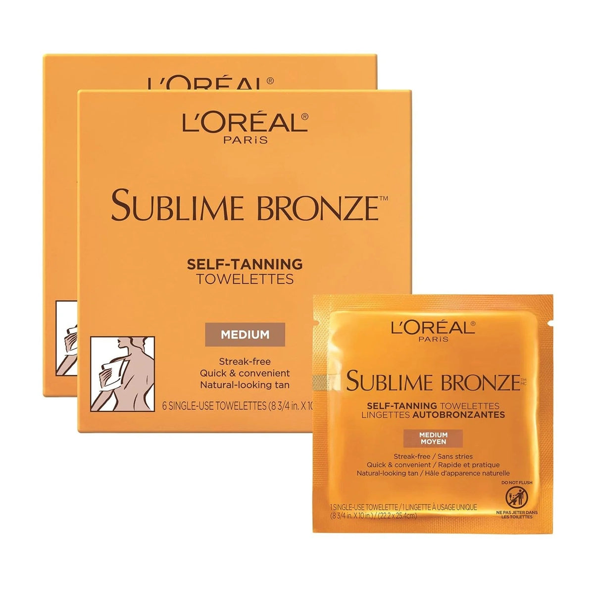 L'Oreal Paris Sublime Bronze Self-Tanning Towelettes Medium Natural Tan 6ct