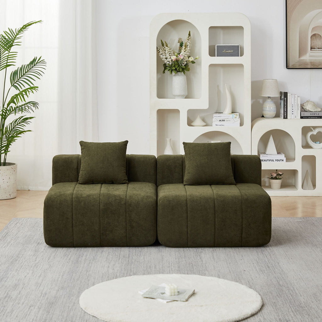 Modular Sectional Sofa with 2 Pillows – Symmetrical Design