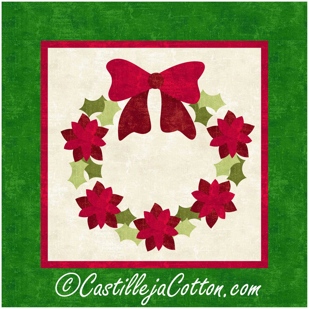 Poinsettias and Bow Wreath Downloadable Pattern