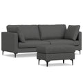 Mid Century Sofa With Ottoman Set in Performance Fabric - Dark Gray or Beige