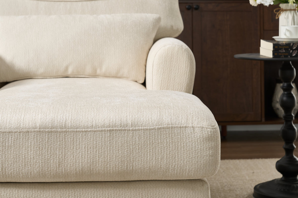 Modern Chaise Lounge with Upholstered Recliner - White