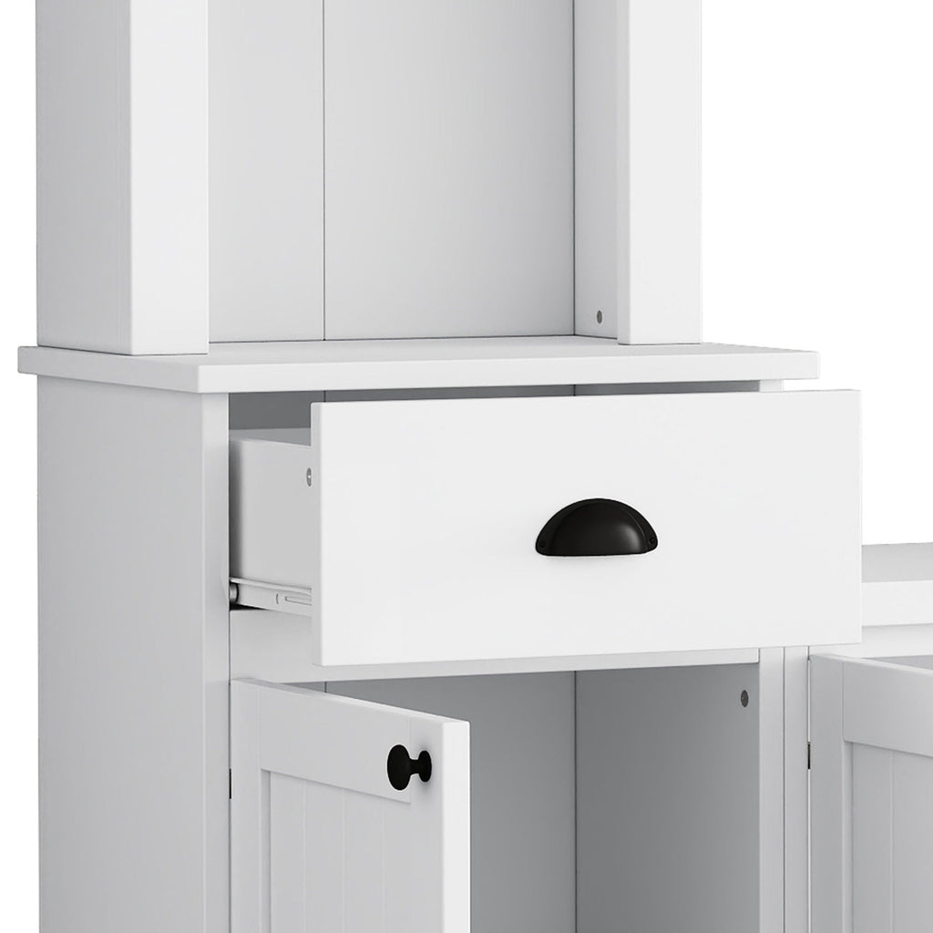 Minimalist Entertainment Wall Unit Set with Adjustable Bridge for TVs Up to 75" - White or Black