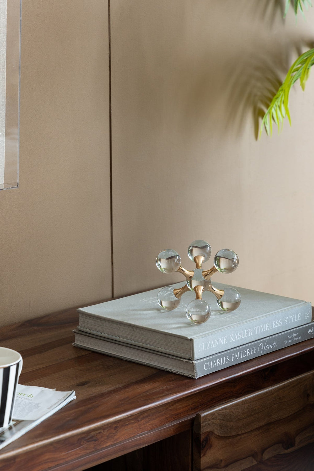 Clear and Gold Decorative Sculpture with Contemporary Design - Clear