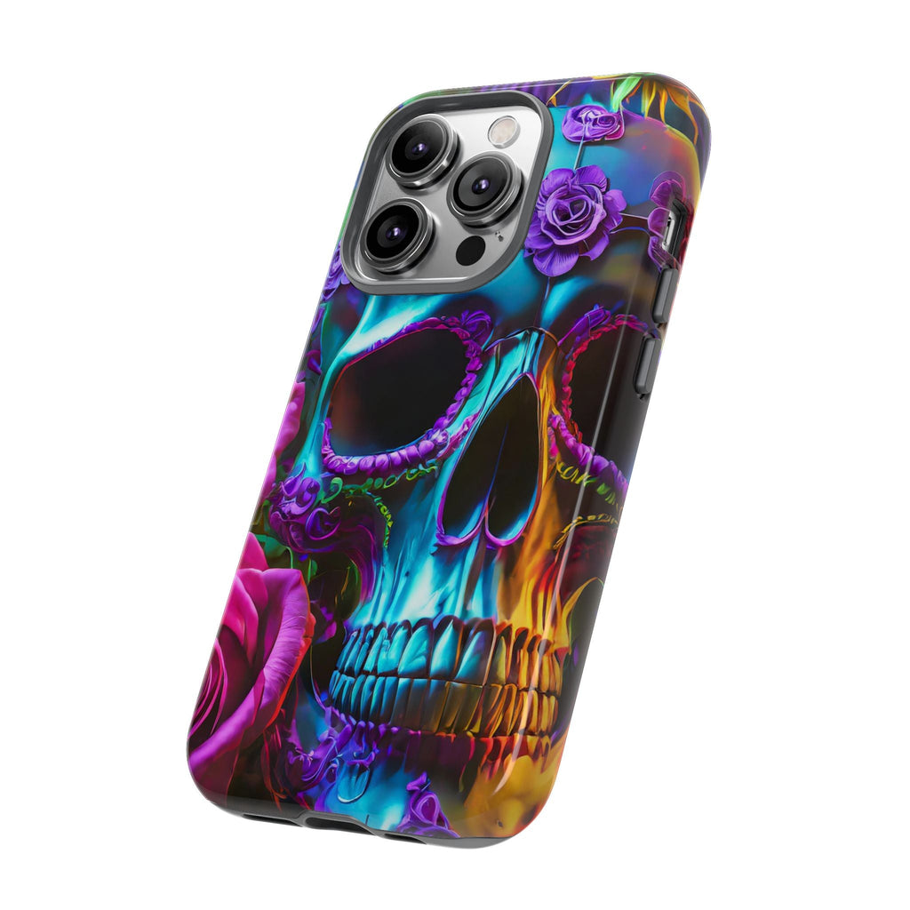 Neon Skull and Roses Vibrant Tough Phone Case