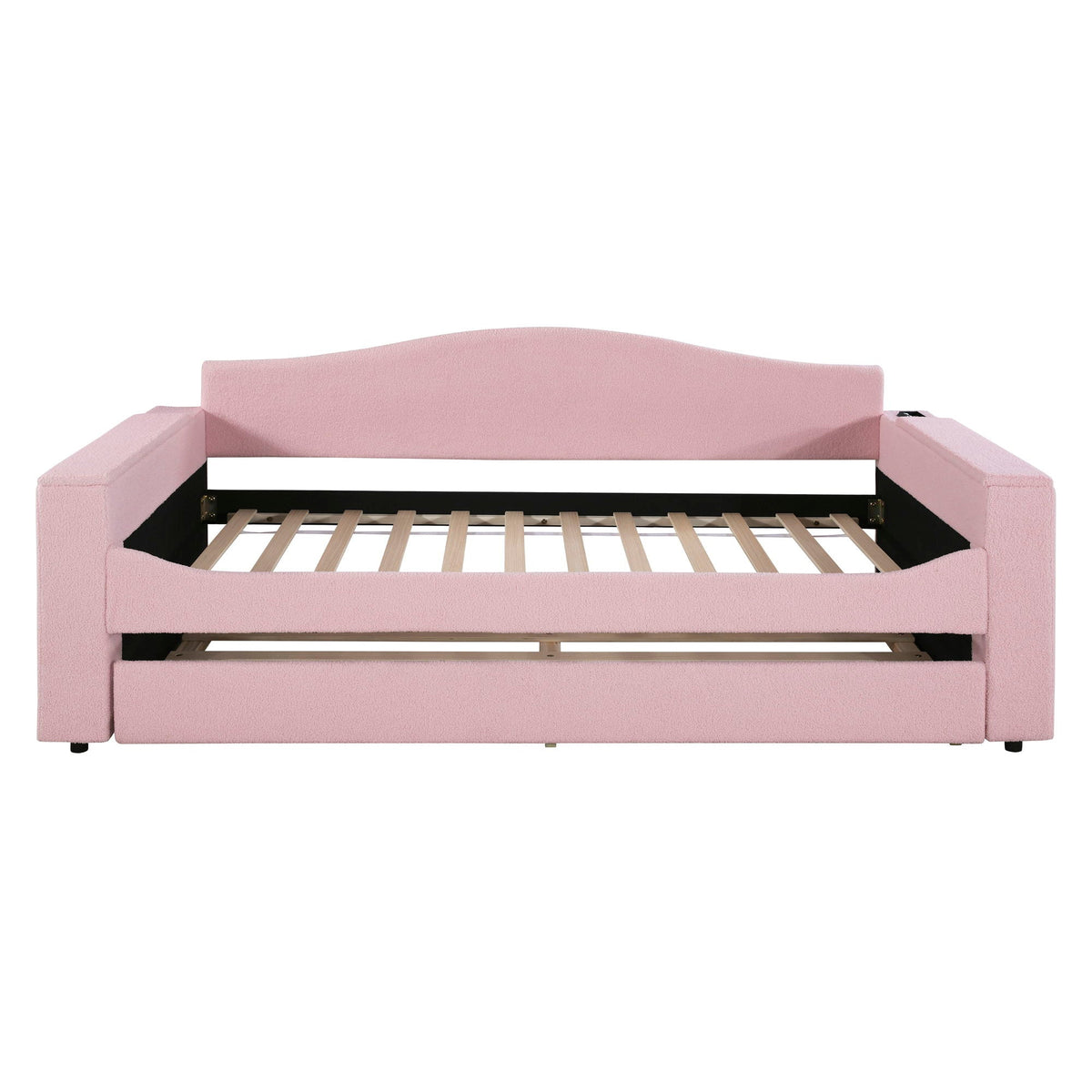 Upholstered Daybed With Storage Armrests, Trundle And Latest Integrated tooth Audio System