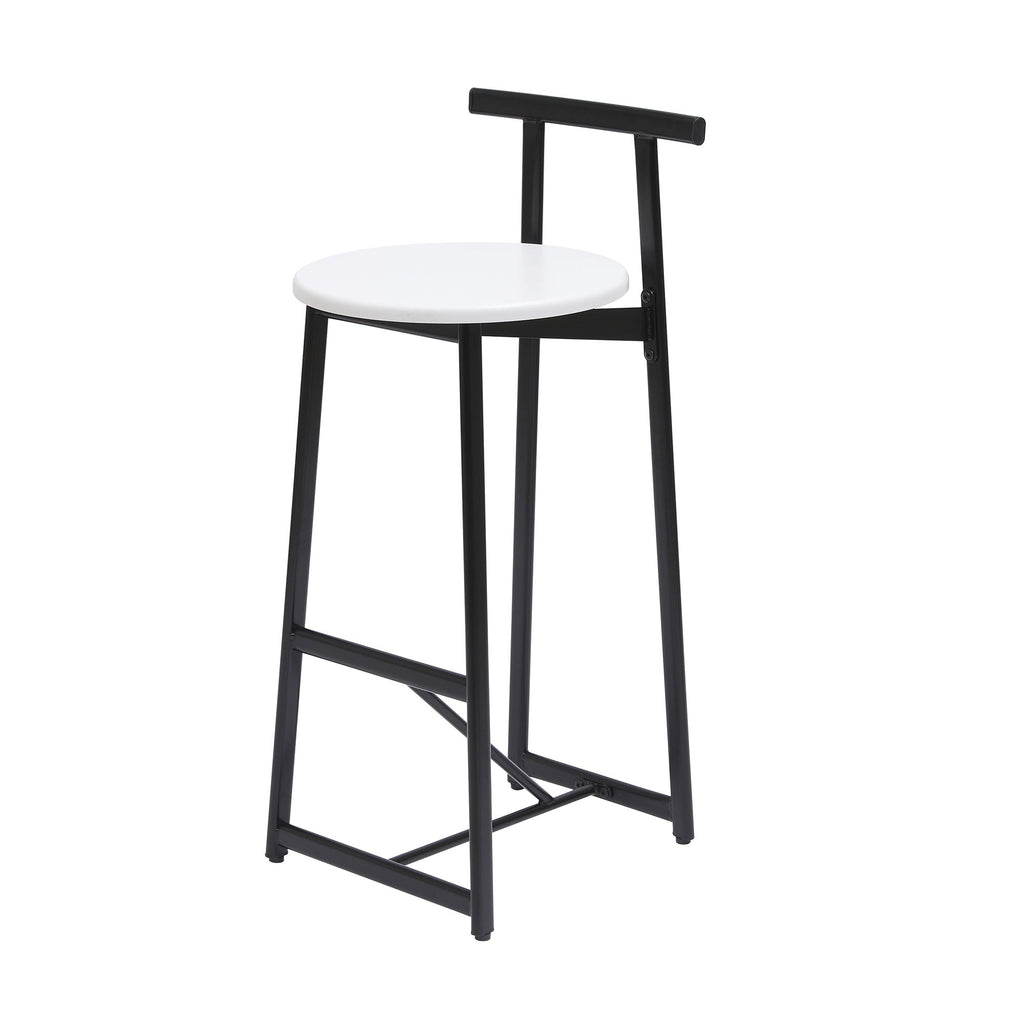 Modern Bar Stools with Backrest for Kitchen – Set of 3 – White or Black