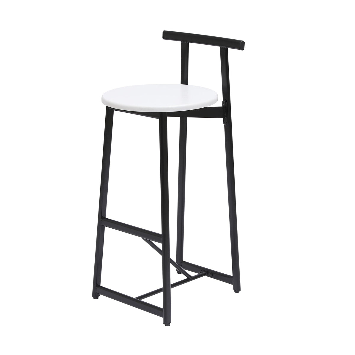 Modern Bar Stools with Backrest for Kitchen – Set of 3 – White or Black