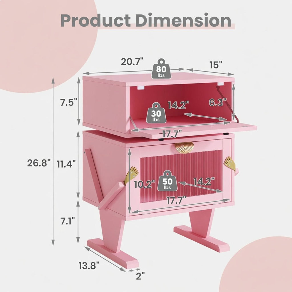 Robot LED Nightstand with 360° Rotating Drawer - White, Pink, or Green