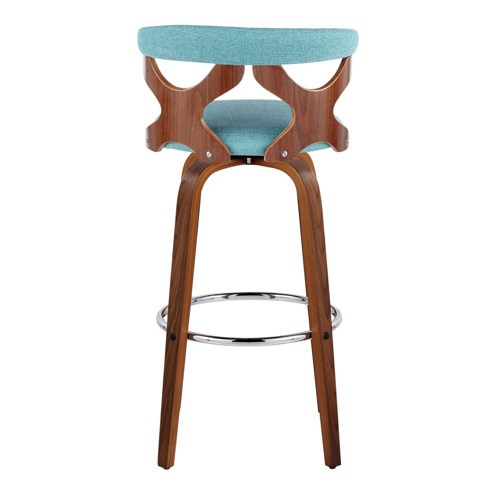 Mid Century Modern Swivel Barstool Set with Padded Upholstery - Multiple Colors