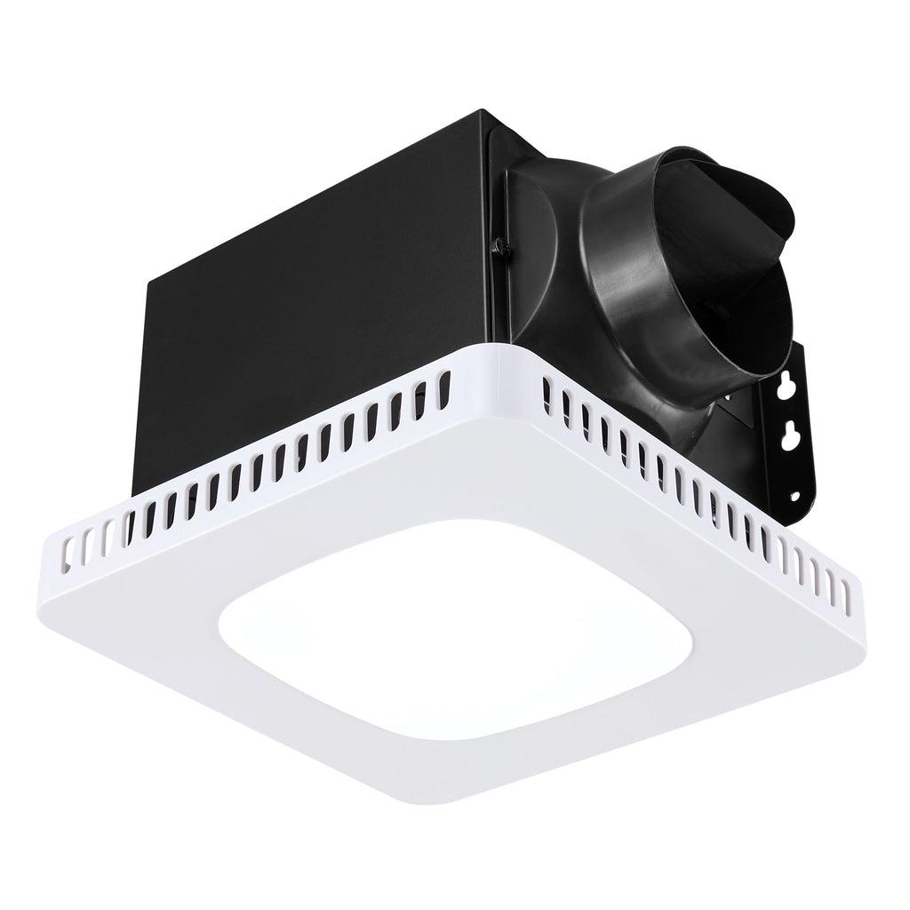 Bathroom Exhaust Fan with LED Light and Adjustable Color Temperatures - White