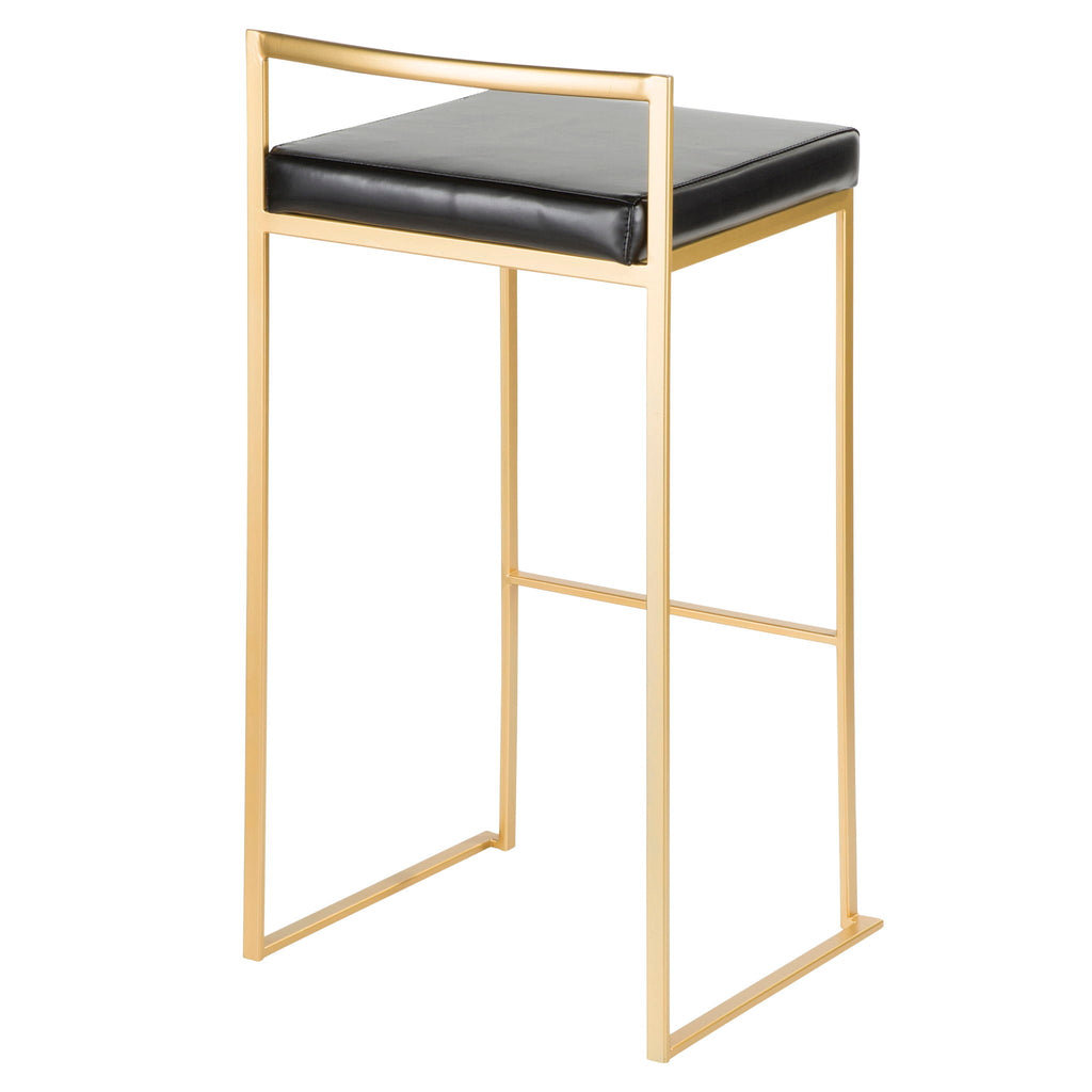 Contemporary Stackable Barstool Set with Upholstered Seat - Multiple Colors