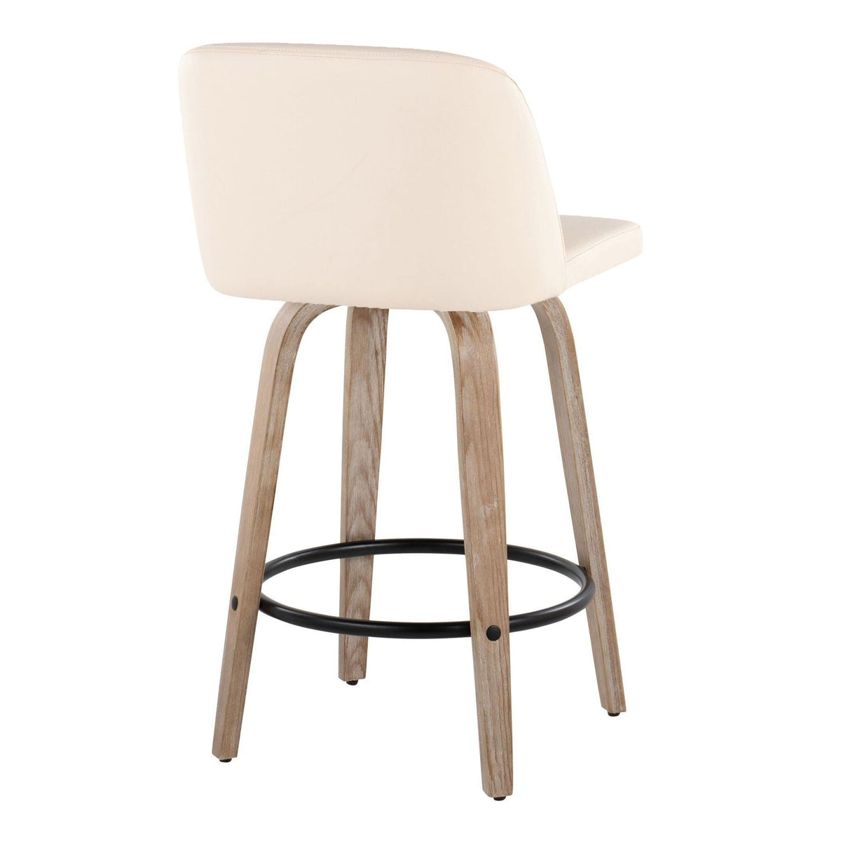 Toriano - Contemporary Fixed-Height Counter Stool & Swivel with Round Footrest (Set of 2)