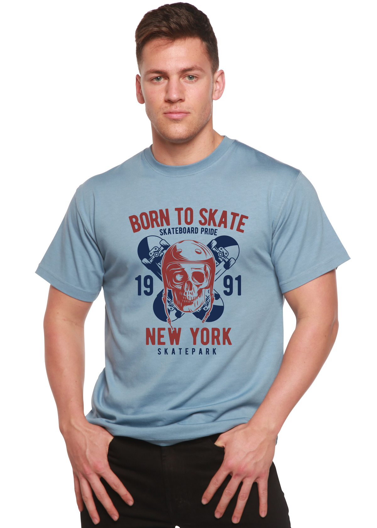 Born To Skate 1991 New York Men's Bamboo Viscose/Organic Cotton Short Sleeve Graphic T-Shirt