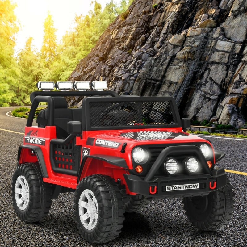 12V Kids Electric Ride On Truck with Remote Control and Operation Lever-Red