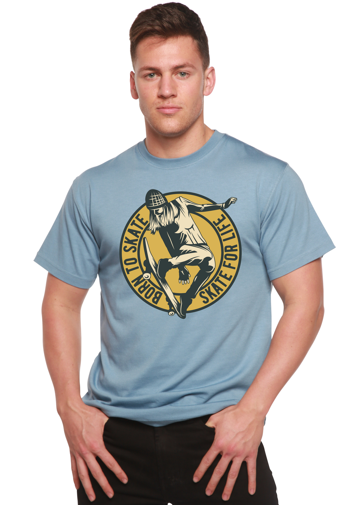 Skate For Life Men's Bamboo Viscose/Organic Cotton Short Sleeve Graphic T-Shirt