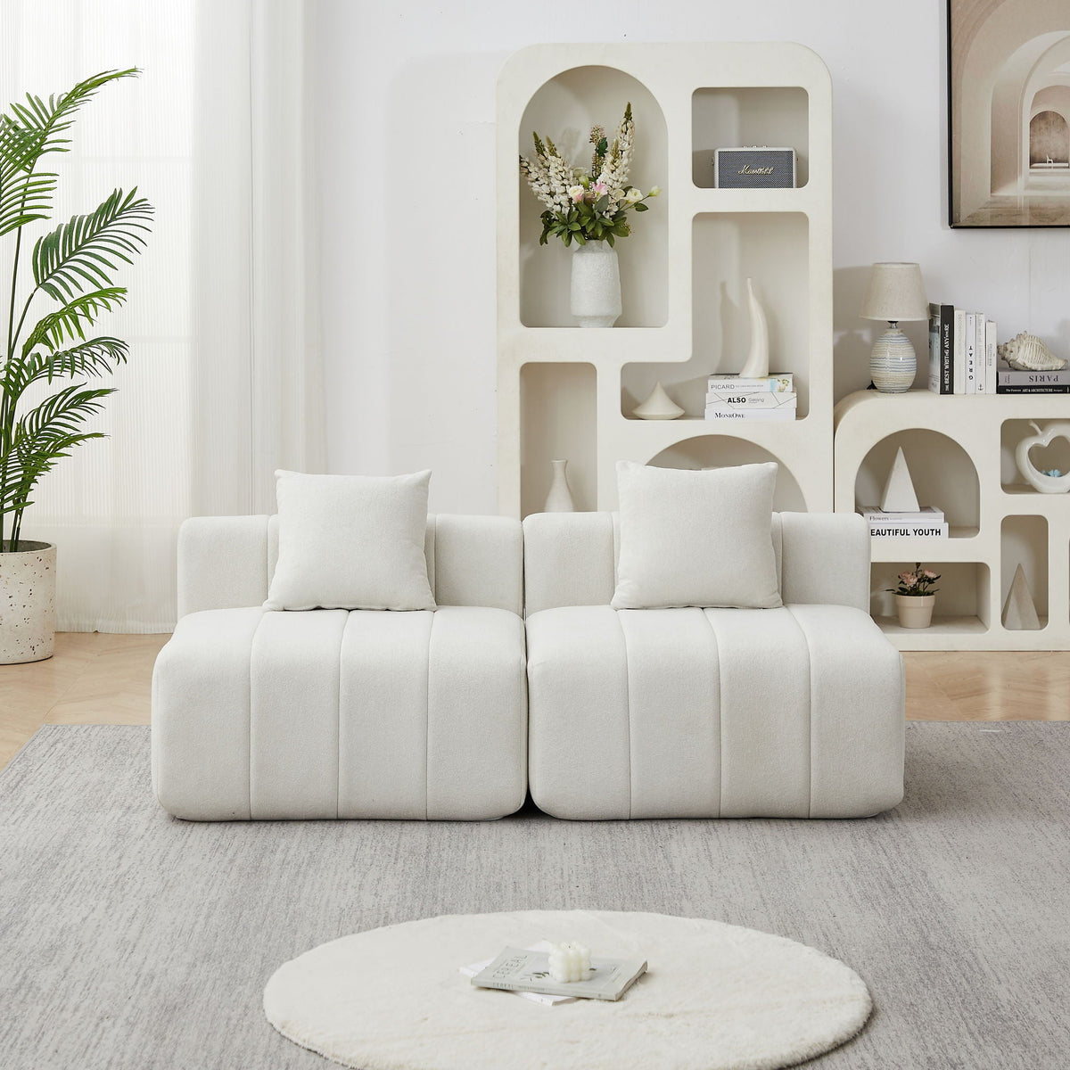 Modular Sectional Sofa with 2 Pillows – Symmetrical Design