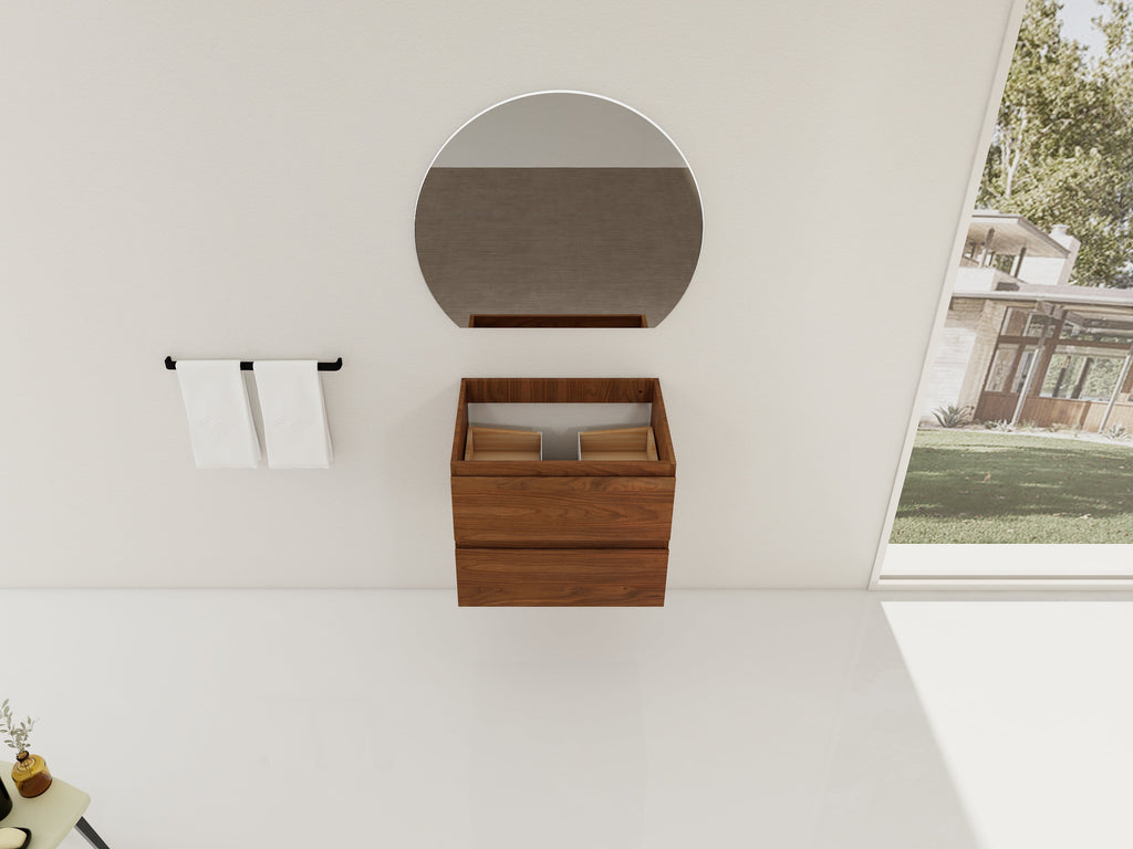 24" Wall-Mounted Bathroom Vanity with Plywood Cabinet - Wood Grain