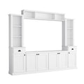 Minimalist Entertainment Wall Unit Set with Adjustable Bridge for TVs Up to 75" - White or Black